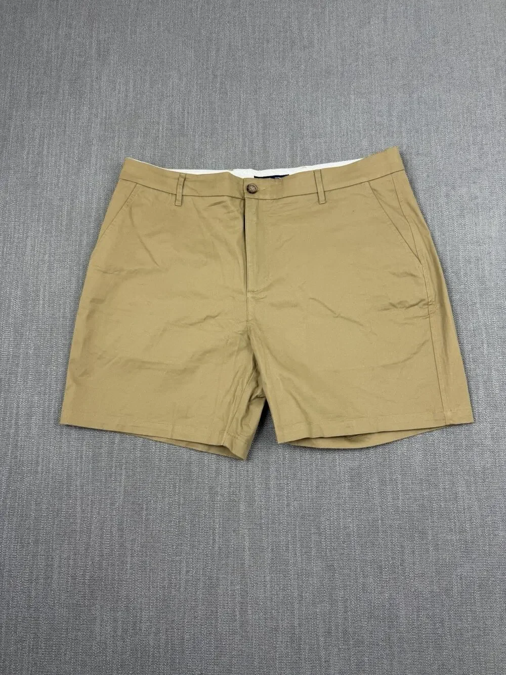 For The Fit Men’s Khaki Chino Shorts 38 Stretch Flat Front Casual 38SH